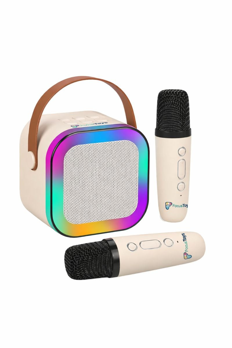 Mini Bluetooth Karaoke Speaker LED Lights & Dual Wireless Mics